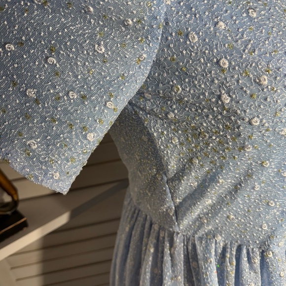 Vintage Beaded Floral Appliqués Peasant Dress Blue XL - Picture 9 of 14